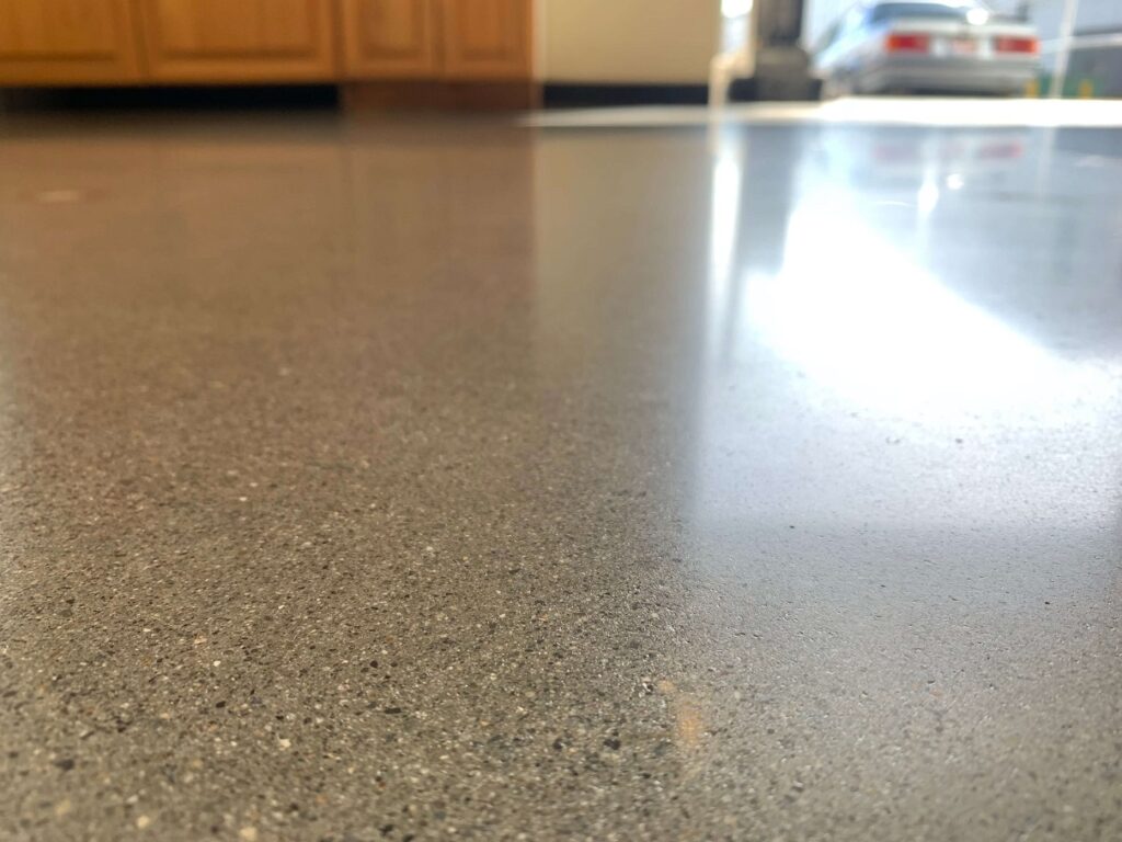 concrete polishing- salt and pepper finish